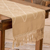 Camino de mesa de algodón - Camino de mesa de algodón verde tejido a mano con motivos de rombos