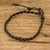 Pulsera hombre cuero trenzado - Pulsera trenzada de cuero negro ajustable hecha a mano para hombre