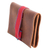 Leather cable case, 'Claret Keeper' - Brown Leather Cable Case with Claret Cotton Textile