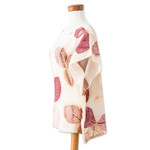 Cotton caftan, 'Magic Spring' - Eco-Printed Leaf-Themed Brown and Burgundy Cotton Caftan