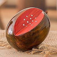 Holzfigur, „Guatemaltekische Cantaloupe“ – Holz-Melone-Figur, handgeschnitzt und bemalt in Guatemala