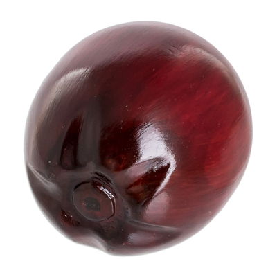 Wood figurine, 'Guatemalan Red Apple' - Wood Red Apple Figurine Hand-Carved & Painted in Guatemala