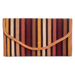 Leather-accented cotton wallet, 'Fertile Land' - Hand-Woven Striped Cotton Wallet with Leather Trim
