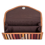 Leather-accented cotton wallet, 'Fertile Land' - Hand-Woven Striped Cotton Wallet with Leather Trim