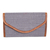 Leather-accented cotton wallet, 'Weaving Stories in Grey' - Grey and White Hand-Woven Cotton Wallet with Leather Trim