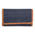 Leather-accented cotton wallet, 'Weaving Stories in Blue' - Blue and White Hand-Woven Cotton Wallet with Leather Trim