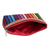 Leather-accented cotton cosmetic bag, 'Multicoloured Ocean' - colourful Hand-Woven Cotton Cosmetic Bag with Leather Trim