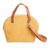 Leather-accented cotton sling bag, 'Honey Memoirs' - Leather-Accented Adjustable Cotton Sling Bag in a Honey Hue