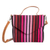 Leather-accented cotton sling bag, 'Carnation Fate' - Leather-Accented Striped Cotton Sling Bag in Pink and Red