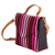 Leather-accented cotton sling bag, 'Carnation Fate' - Leather-Accented Striped Cotton Sling Bag in Pink and Red