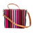 Leather-accented cotton sling bag, 'Carnation Fate' - Leather-Accented Striped Cotton Sling Bag in Pink and Red
