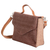 Leather-accented cotton sling bag, 'Chocolate Fate' - Leather-Accented Cotton Sling Bag in Brown and White Hues