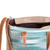 Leather-accented cotton shoulder bag, 'Oceanic Season' - Leather-Accented Abstract Teal and Aqua Cotton Shoulder Bag