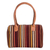 Leather-accented cotton handbag, 'Striped Realm' - Leather-Accented Warm-Toned Striped Cotton Handbag