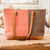 Leather-accented cotton shoulder bag, 'Salmon Diversity' - Leather-Accented Cotton Shoulder Bag in Salmon and Taupe