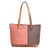 Leather-accented cotton shoulder bag, 'Salmon Diversity' - Leather-Accented Cotton Shoulder Bag in Salmon and Taupe