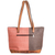 Leather-accented cotton shoulder bag, 'Salmon Diversity' - Leather-Accented Cotton Shoulder Bag in Salmon and Taupe