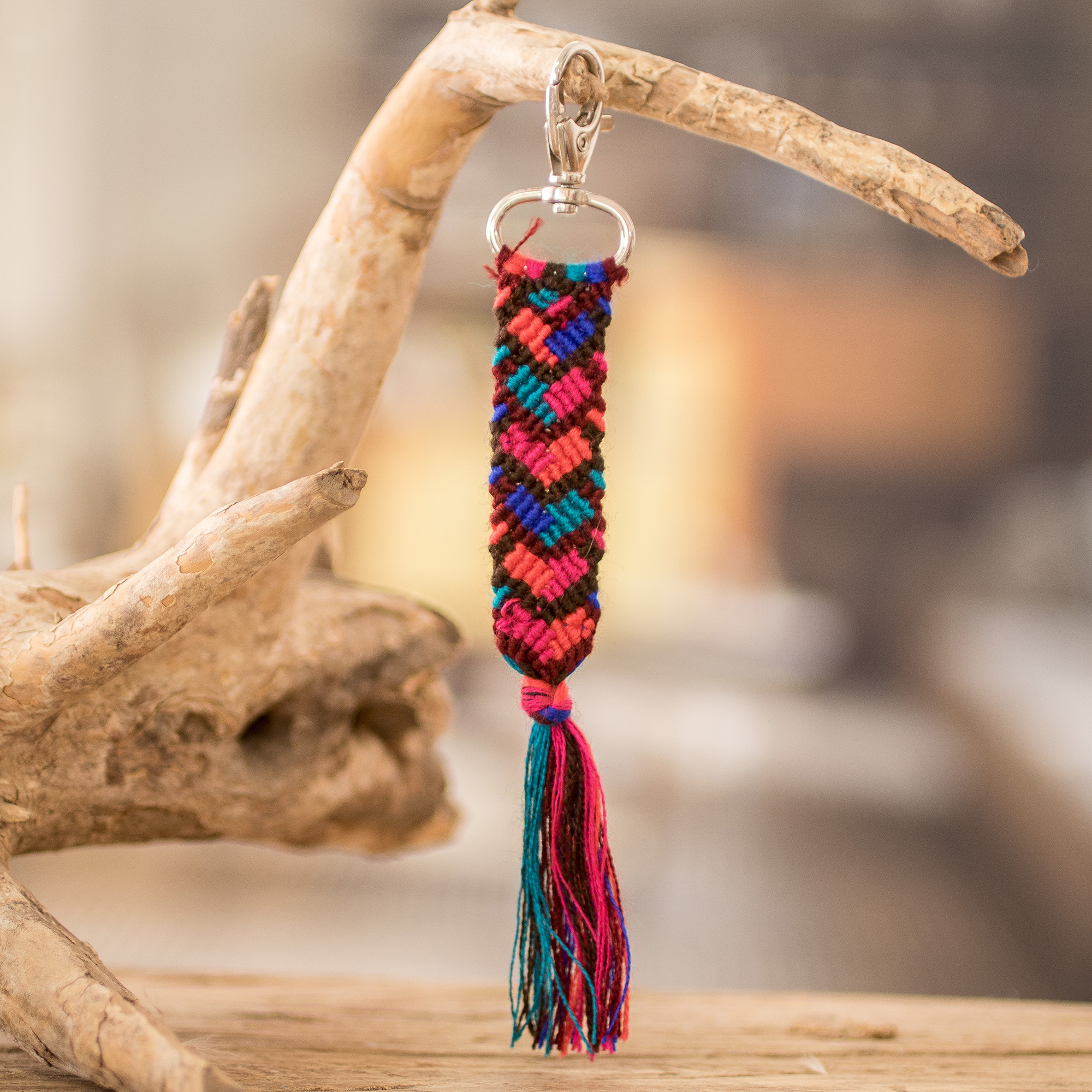 TASSEL BAG CHARM, Bohemian Keychain, Buddha Key Chain, Artisan