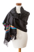 Cotton shawl, 'Festive Twilight' - Handloomed Black Cotton Shawl with Colorful Stripes