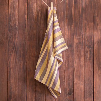 Cotton napkin, 'Delicious Yellow' - Handloomed Cotton Striped Napkin in Yellow Hues