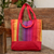 Baumwoll-Einkaufstasche - Handgewebte gestreifte Einkaufstasche aus roter Baumwolle aus Guatemala