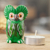 Ceramic figurine, 'Wise Tecolote' - Ceramic Owl Figurine in Green Hand-Painted in Guatemala
