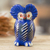 Ceramic figurine, 'Delightful Tecolote' - Ceramic Owl Figurine in Blue Hand-Painted in Guatemala (image 2) thumbail