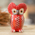 Ceramic figurine, 'Vibrant Tecolote' - Small Ceramic Owl Figurine in Red Hand-Painted in Guatemala