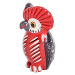 Ceramic figurine, 'Vibrant Tecolote' - Small Ceramic Owl Figurine in Red Hand-Painted in Guatemala