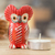 Ceramic figurine, 'Vibrant Tecolote' - Small Ceramic Owl Figurine in Red Hand-Painted in Guatemala