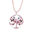 Rose quartz and garnet pendant necklace, 'Mighty Tree' - Rose Quartz and Garnet Beaded Tree of Life Pendant Necklace