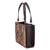 Faux leather-accented cotton handbag, 'Cultural Goddess' - Faux Leather-Accented Diamond-Patterned Cotton Handbag