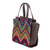 Faux leather-accented cotton handbag, 'colours of My Home' - Faux Leather-Accented Chevron-Patterned Cotton Handbag