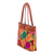 Cotton handbag, 'Field Flowers' - Handmade Floral Cotton and Polyester Blend Handbag in Brown
