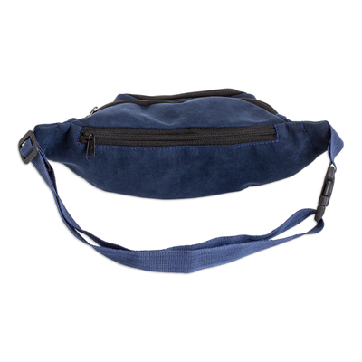 Cotton belt bag, 'colours of Guatemala' - Geometric Blue Cotton Belt Bag with Adjustable Strap