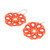 Hand-tatted dangle earrings, 'Floral Essence in Orange' - Hand-Tatted Beaded Orange Dangle Earrings with Silver Hooks