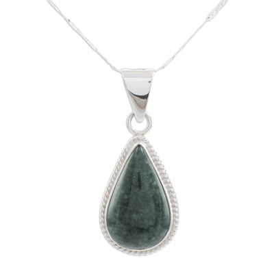 Curated gift set, 'Sacred Quetzal' - Jade Earrings and Necklace Sterling Silver Jewelry Set