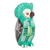 Ceramic figurine, 'Lovely Tecolote' - Guatemalan Hand-Painted Green Ceramic Owl Figurine