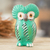Ceramic figurine, 'Adorable Tecolote' - Green Ceramic Owl Figurine Handmade and Painted in Guatemala (image 2) thumbail