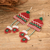 Beaded dangle earrings, 'Christmas Wishes' - Crystal & Glass Beaded Christmas Hat Mittens Dangle Earrings (image 2b) thumbail