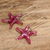 Recycled CD dangle earrings, 'Marine Firmament in Fuchsia' - Eco-Friendly Fuchsia Recycled CD Starfish Dangle Earrings