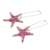 Recycled CD dangle earrings, 'Marine Firmament in Fuchsia' - Eco-Friendly Fuchsia Recycled CD Starfish Dangle Earrings