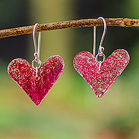 Pleated Heart Drop Earrings