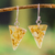 Recycled CD dangle earrings, 'Golden Triangles' - Golden Triangular Recycled CD Dangle Earrings from Guatemala