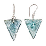 Recycled CD dangle earrings, 'Refined Triangles' - Silver Triangular Recycled CD Dangle Earrings from Guatemala