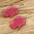 Recycled CD dangle earrings, 'Freedom & Fuchsia' - Hand-Shaped Fuchsia Recycled CD Dangle Earrings