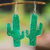 Recycled CD dangle earrings, 'Dark Desert Marvel' - Cactus-Shaped Dark Green Recycled CD Dangle Earrings