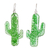 Recycled CD dangle earrings, 'Desert Marvel' - Cactus-Shaped Bright Green Recycled CD Dangle Earrings