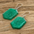Recycled CD dangle earrings, 'Geometric Self' - Handcrafted Geometric Dark Green Recycled CD Dangle Earrings