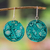 Recycled CD dangle earrings, 'Turquoise World' - Eco-Friendly Turquoise Round Recycled CD Dangle Earrings